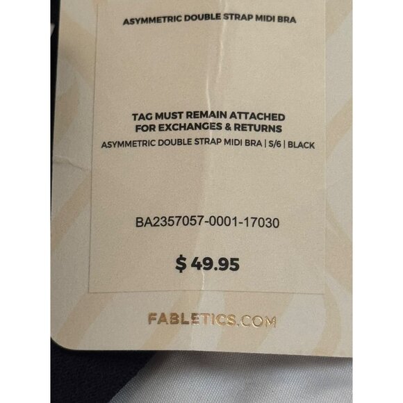 Fabletics Asymmetric Double Strap Midi Bra S Black Nylon/Elastane Activewear - Picture 4 of 10